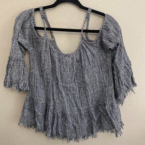 Checkered off the shoulder top